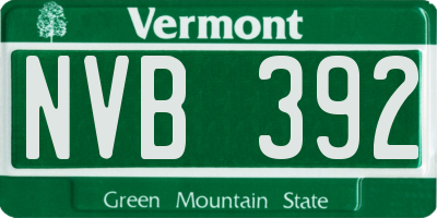 VT license plate NVB392