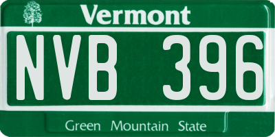 VT license plate NVB396