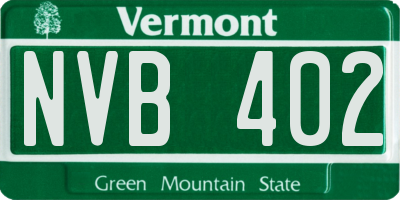 VT license plate NVB402