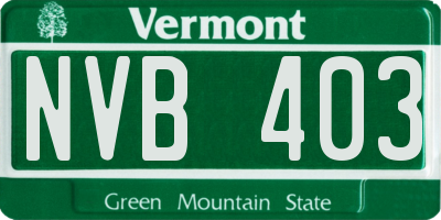 VT license plate NVB403