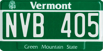 VT license plate NVB405