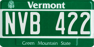 VT license plate NVB422