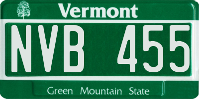 VT license plate NVB455
