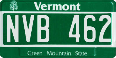 VT license plate NVB462