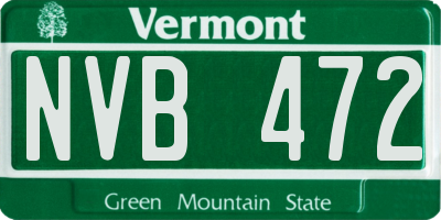 VT license plate NVB472