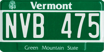 VT license plate NVB475