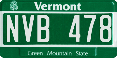 VT license plate NVB478
