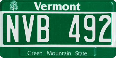 VT license plate NVB492
