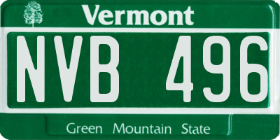VT license plate NVB496