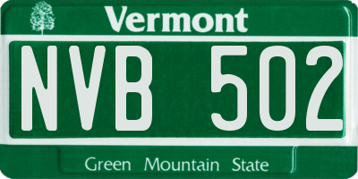 VT license plate NVB502