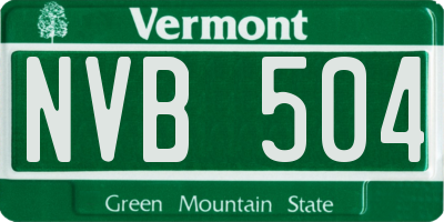 VT license plate NVB504