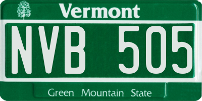VT license plate NVB505