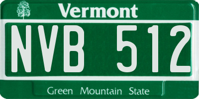 VT license plate NVB512