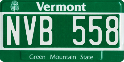 VT license plate NVB558