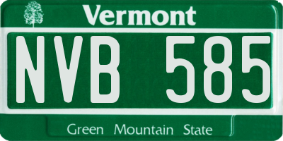 VT license plate NVB585