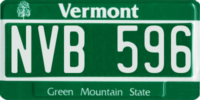 VT license plate NVB596