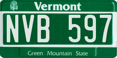 VT license plate NVB597
