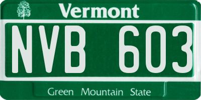 VT license plate NVB603