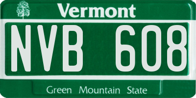 VT license plate NVB608