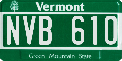 VT license plate NVB610