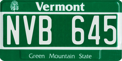 VT license plate NVB645