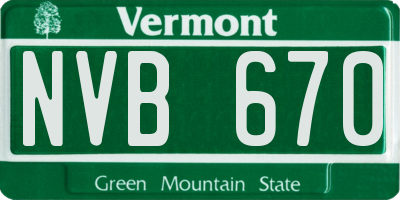 VT license plate NVB670
