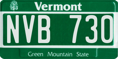 VT license plate NVB730