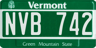 VT license plate NVB742