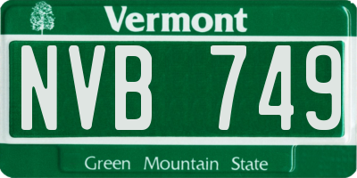 VT license plate NVB749