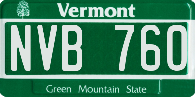 VT license plate NVB760