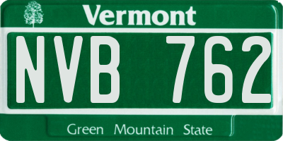 VT license plate NVB762