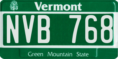 VT license plate NVB768