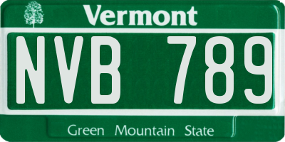 VT license plate NVB789