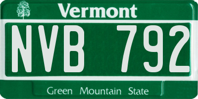 VT license plate NVB792