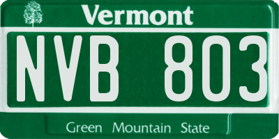 VT license plate NVB803
