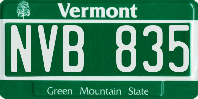 VT license plate NVB835