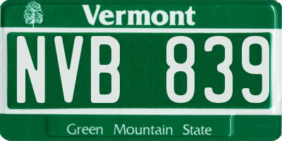 VT license plate NVB839