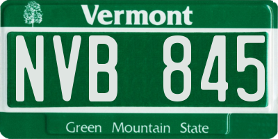 VT license plate NVB845