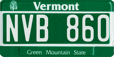 VT license plate NVB860