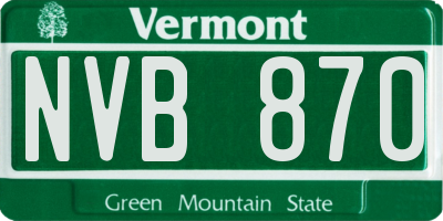 VT license plate NVB870