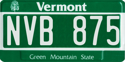 VT license plate NVB875