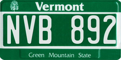 VT license plate NVB892