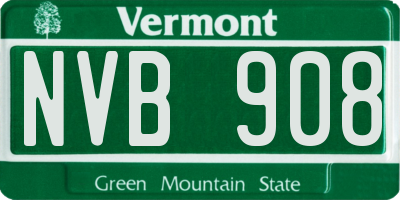 VT license plate NVB908
