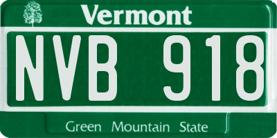 VT license plate NVB918