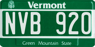 VT license plate NVB920