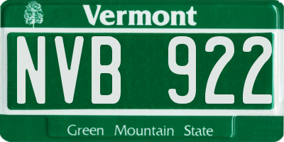 VT license plate NVB922