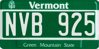 VT license plate NVB925