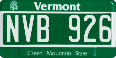 VT license plate NVB926