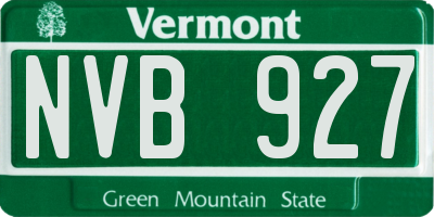 VT license plate NVB927
