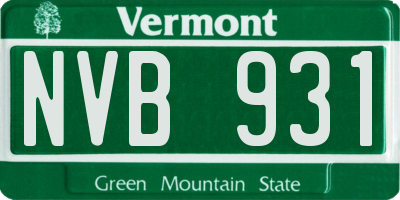 VT license plate NVB931